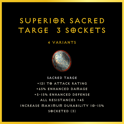 Superior Sacred Targe & 3 Sockets