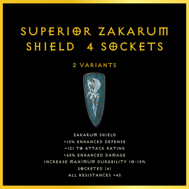 Superior Zakarum Shield & 4 Sockets