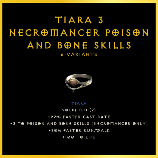 Tiara +3 Necromancer Poison And Bone Skills