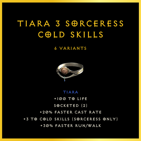 Tiara +3 Sorceress Cold Skills